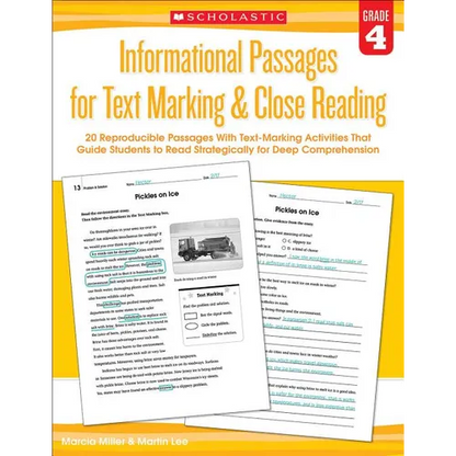 Informational Passages for Text Marking & Close Reading: Grade 4 - Paperback