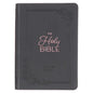 KJV Holy Bible, Compact Large Print Faux Leather Red Letter Edition - Ribbon Marker, King James Version, Gray - Leather