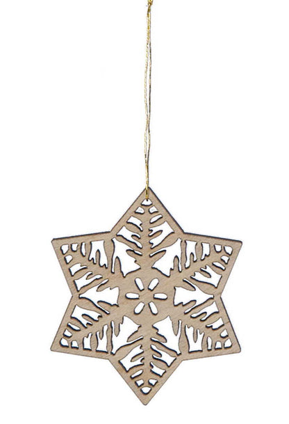 Laser Cut Wood Snowflake Ornament - Style 3