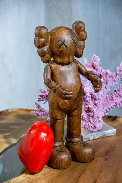 Handcrafted Wooden Art Figure with Heart