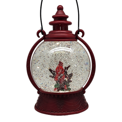 Cardinal Lighted Spinning Water Globe - On Sticks