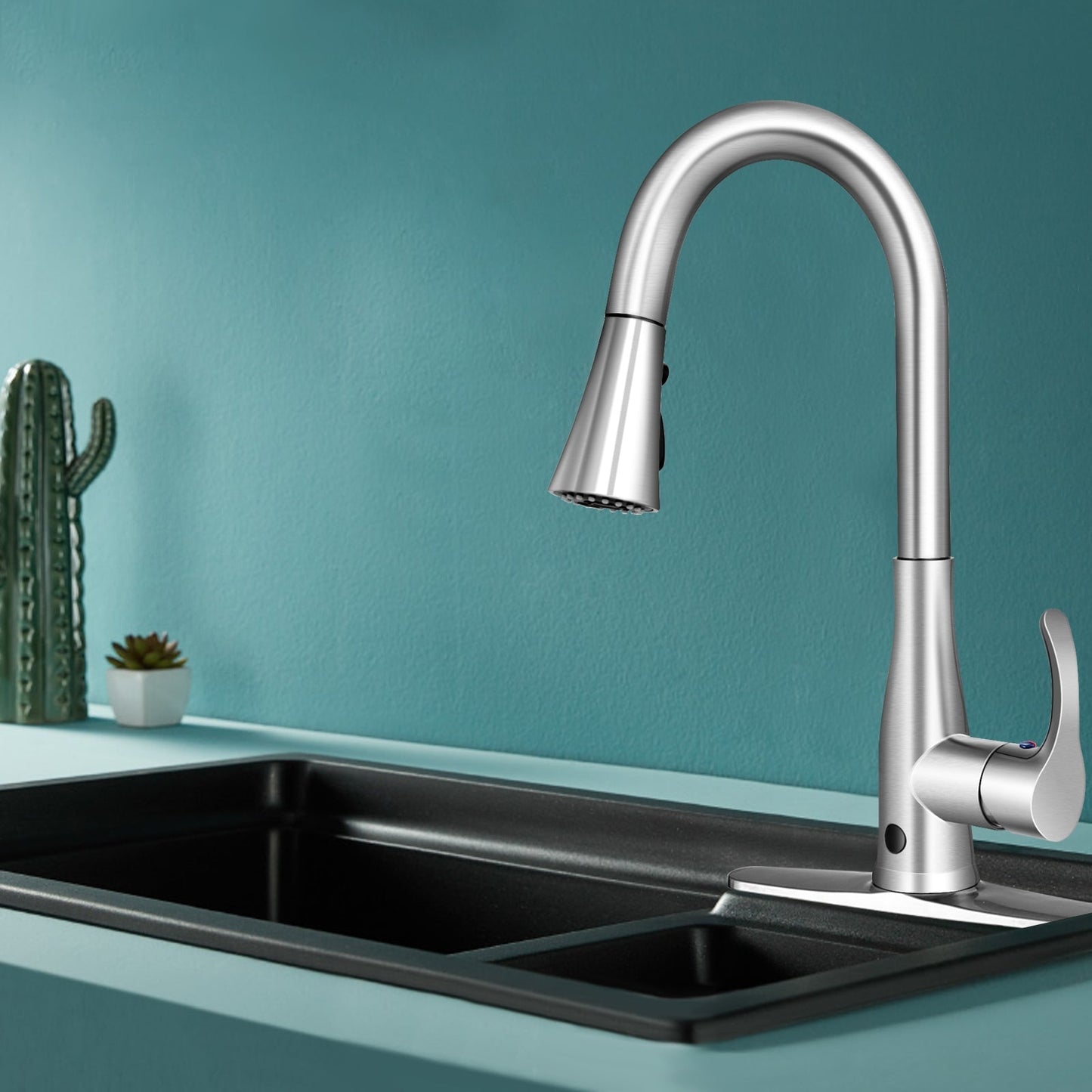Touchless Kitchen Faucet with 360¬∞ Swivel Single Handle Sensor and 3 Mode Sprayer