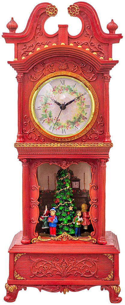 Musical Rotating Santa Mantle Clock - Rosy Red