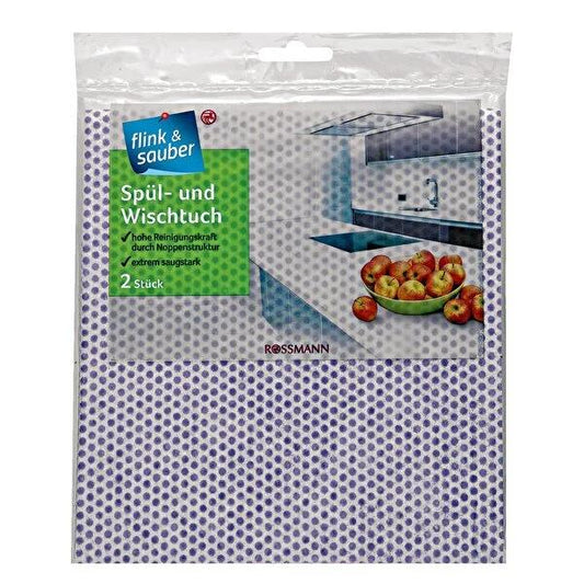 Flink & Sauber Kitchen Cleaning Cloth Set - 2 Pieces, 13.78 x 14.96 inches - Effective & Reusable