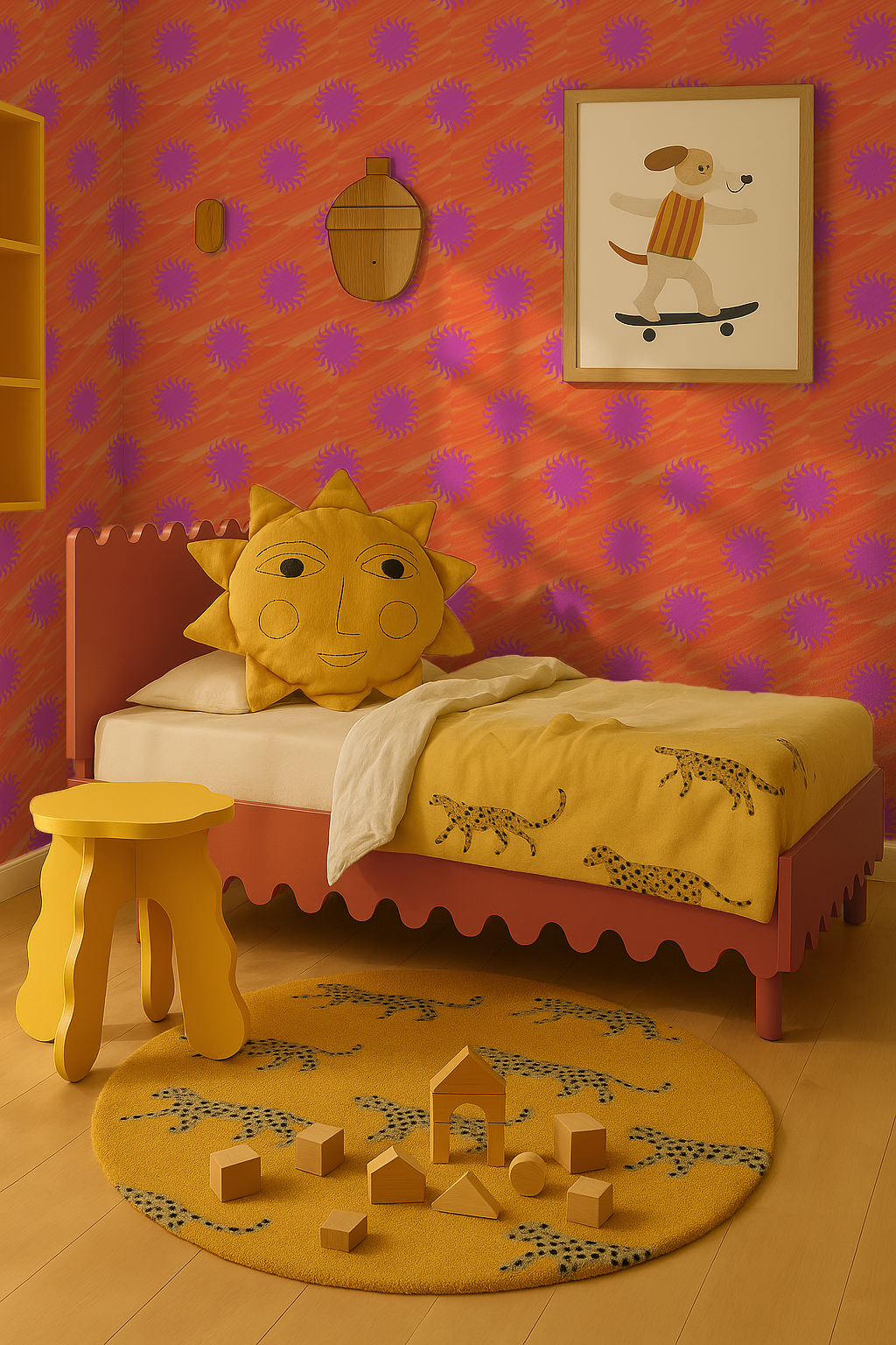 Sol Wallpaper, orange and magenta