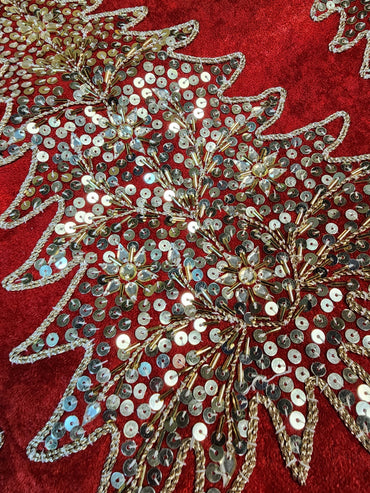Elegant Burgundy & Gold Christmas Tree Skirt - 48 Inches