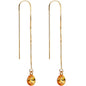 Orange Gem 14K Gold Threader Earrings Created with Swarovksi Crystals