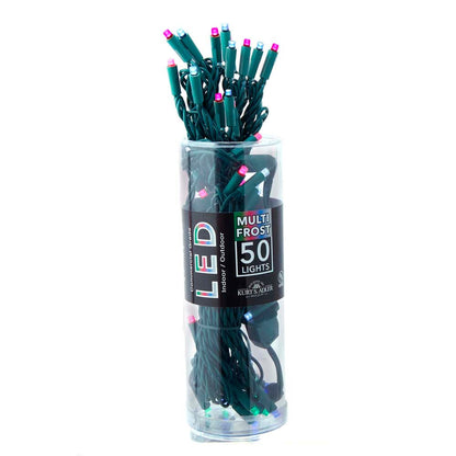 50-Light 5mm Multi-Color Frost LED Green Wire Light Set