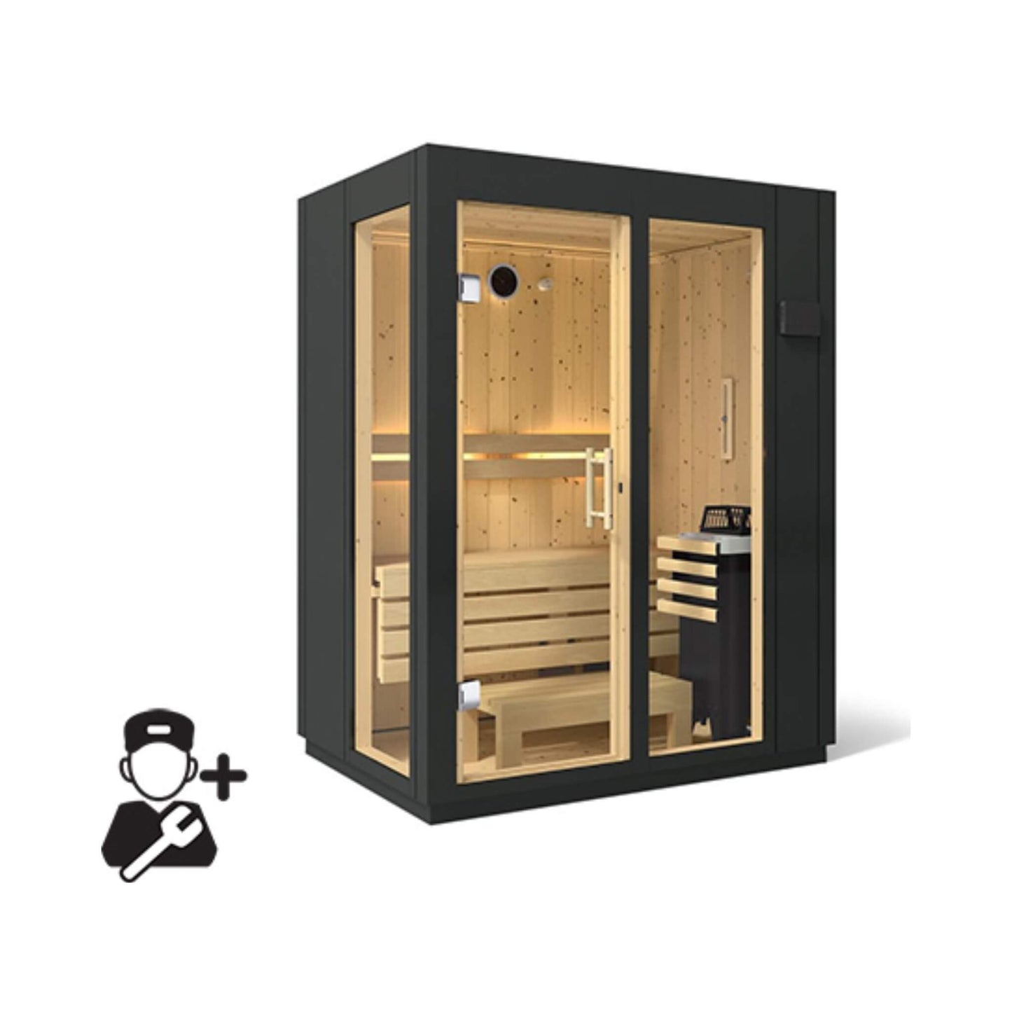 Kohler C1 Indoor Graphite Gray Freestanding Alcove Design Sauna Kit (SAK93182)