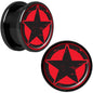 Black Red Distressed Star Black Anodized Screw Fit Plug Set 5/8