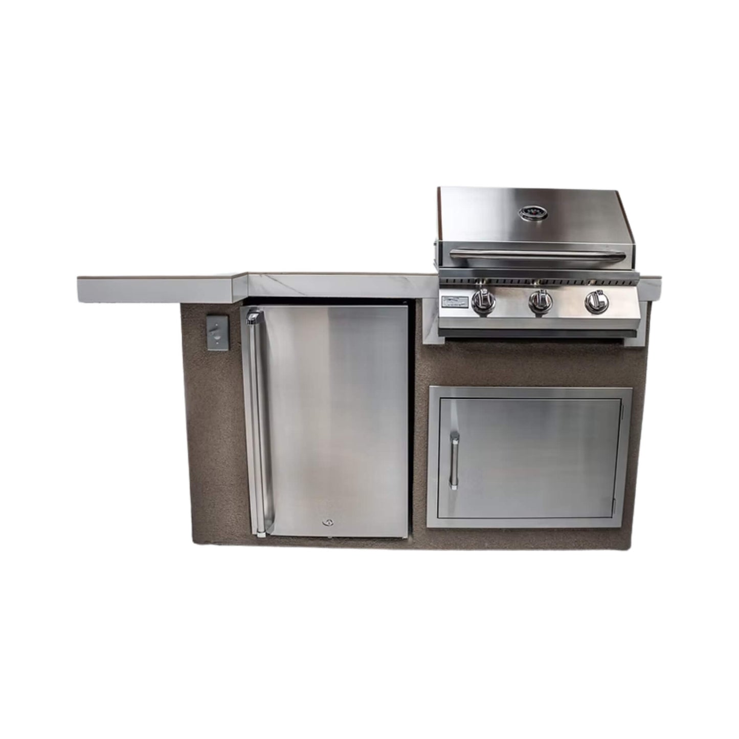 KoKoMo Grills Mini Maui 6FT BBQ Island With LED Lights, Built-In BBQ And Refrigerator [Made-To-Order] (SAK53828)