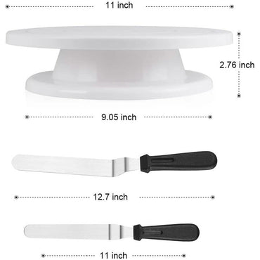 Kootek 11 Inch Rotating Cake Turntable with 2 Icing Spatula and 3 Icing Smoother