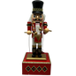 Wood Wind-Up Musical Nutcracker Figurine with Movement - Black Hat