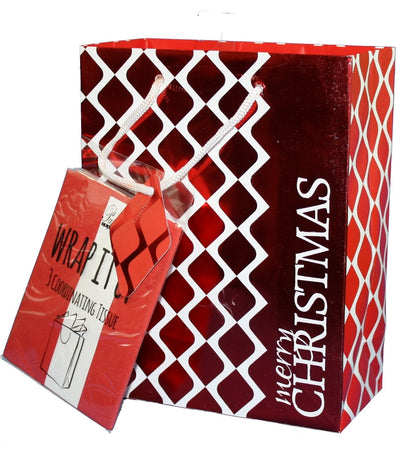 Traditional Gift Bag With Matching Tissue - Holiday Cheer Large