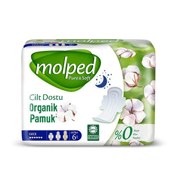Molped Hygienic Pads Ultra Pure & Soft Overnight Sanitary Pads for Women - Natural, Extra Long, High Absorbency Feminine Hygiene Products