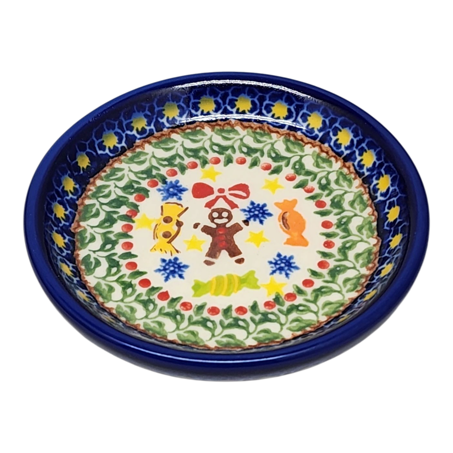Ceramic Snack Plate - Gingerbread Joy Pattern
