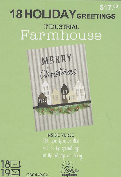 Farm House Boxed Cards – Merry Christmas Village