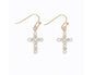 Pearl And Crystal Cross Earrings