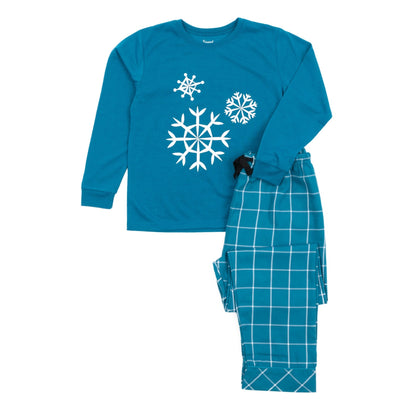 Kids Pajamas Poly Top  And  Flannel Pants Snowflake -
