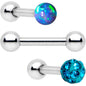 16G 1/4 Teal Faux Opal Ball Cartilage Tragus Earring 3 Pack Set