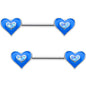 5/8 Aqua Faux Opal Pure of Heart Barbell Nipple Ring Set