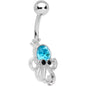 Pink Aqua Gem King Octopus Belly Ring