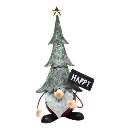 Lighted Metal Gnome Figurine -
