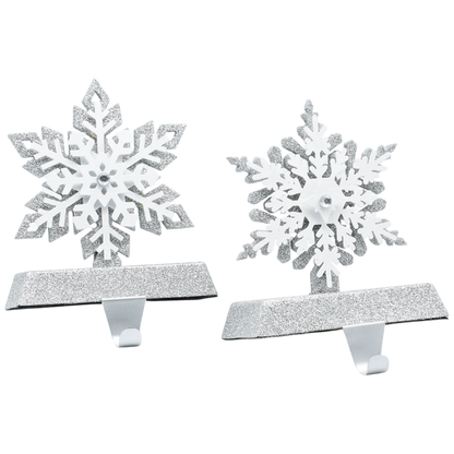 Lighted Snowflake Stocking Hanger - 2 Piece Set