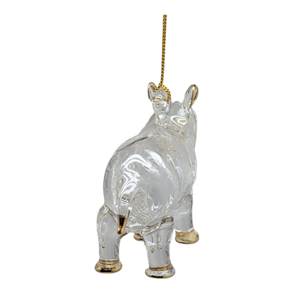Crystal Rhino: Egyptian Glass White Rhinoceros Ornament