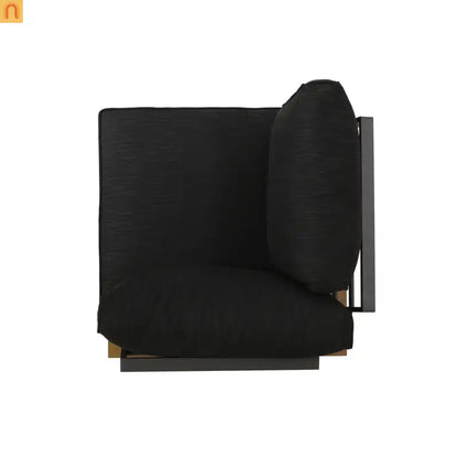 Outdoor Corner Chair Set Aluminum Acacia Wood Dark Gray 2 Piece