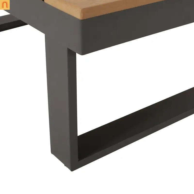 Outdoor Corner Chair Set Aluminum Acacia Wood Dark Gray 2 Piece