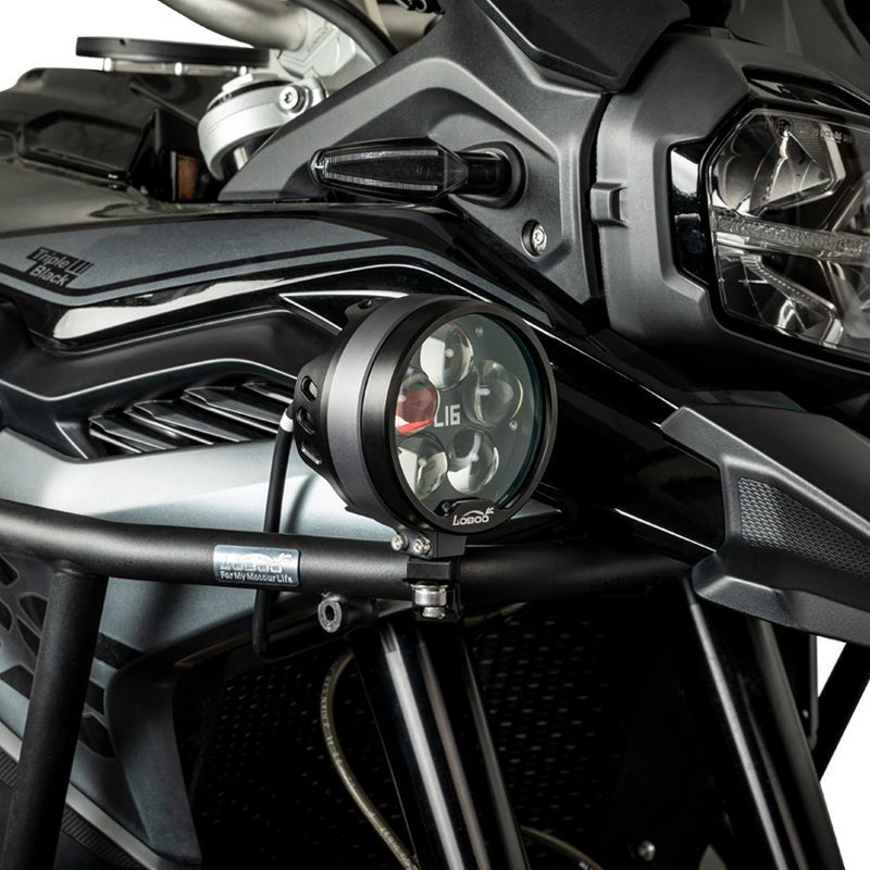 LOBOO L16 Motorcycle Auxiliary Lights – 19000LM High & Low Beam LEDs, 3-Mode Warning, IP68 Waterproof, Intelligent Temp Control (Pair)