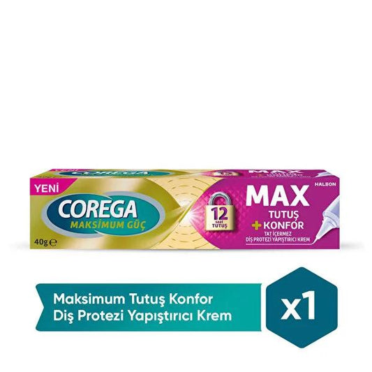 Corega Denture Adhesive Cream: All-Day Strong Hold & Cushion Comfort - Prevents Gum Irritation