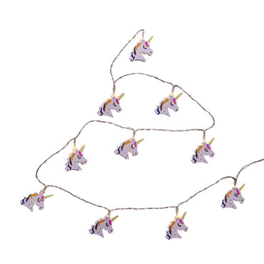 10-Light USB Battery-Operated Multicolored LED Unicorn Light Set