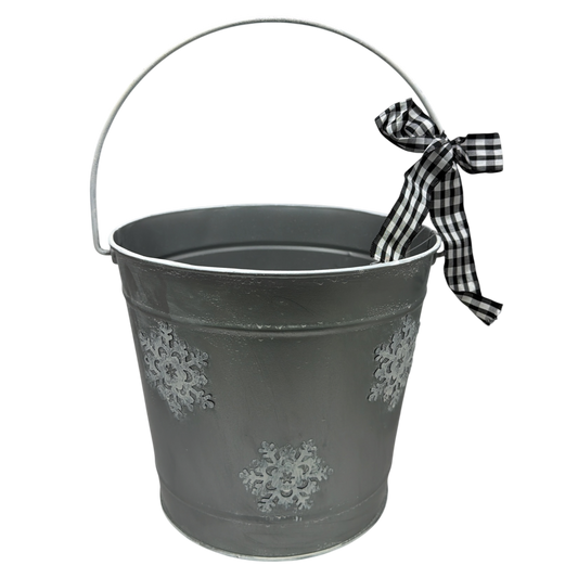 Metal Christmas Snow Bucket - Large