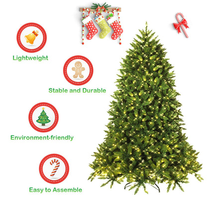 Premium Hinged Artificial Fir Christmas Tree with LED Lights