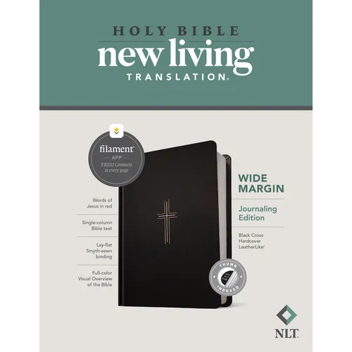NLT Wide Margin Bible, Filament Enabled (Hardcover Leatherlike, Black Cross, Indexed, Red Letter) - Imitation Leather