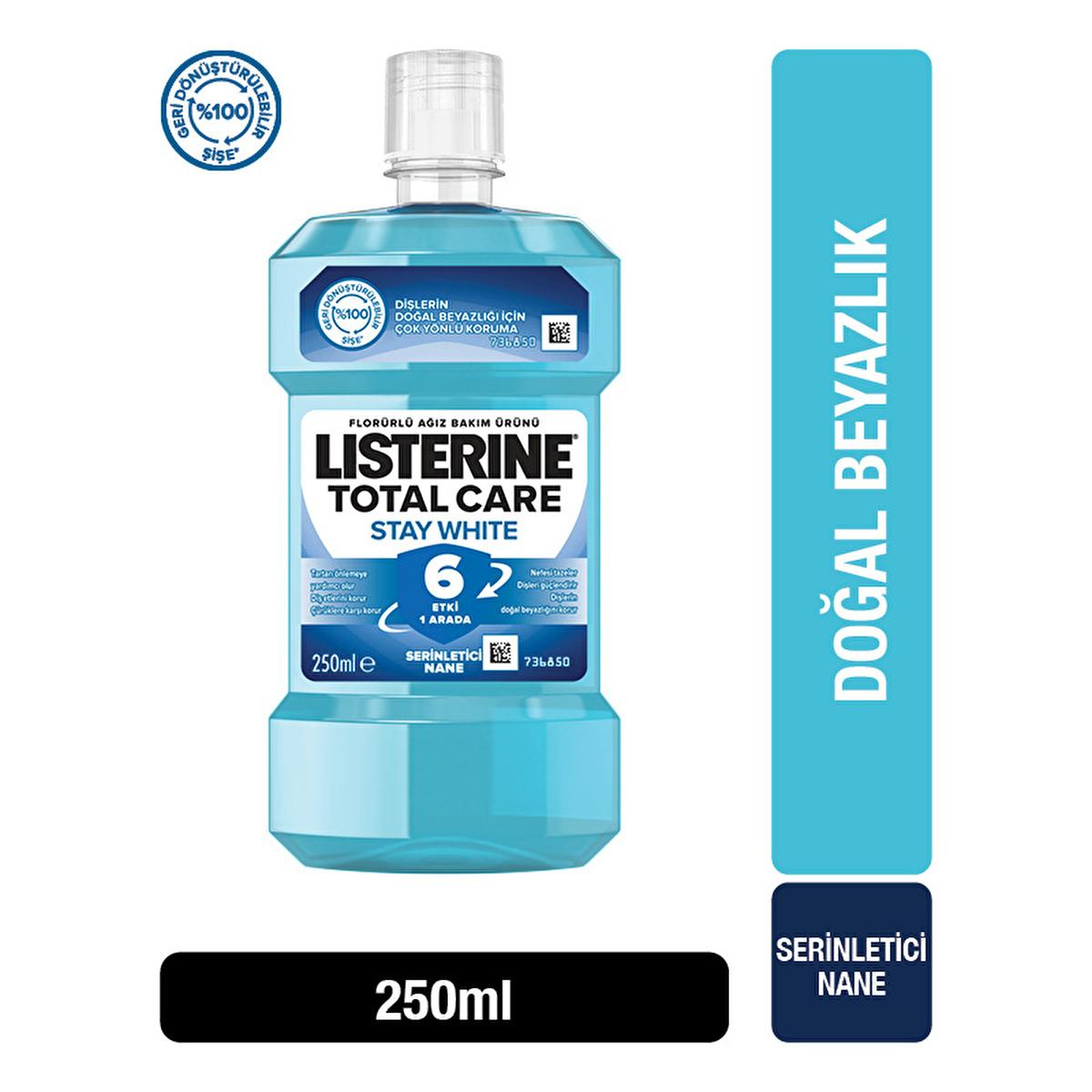 Listerine Total Care Stay White Mouthwash: Tartar Control, Stain Protection, & Fresh Breath - Clinically Proven Whitening Rinse