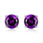 Lab Created Amethyst 6mm Round Cut 925 Sterling Silver Stud Earrings