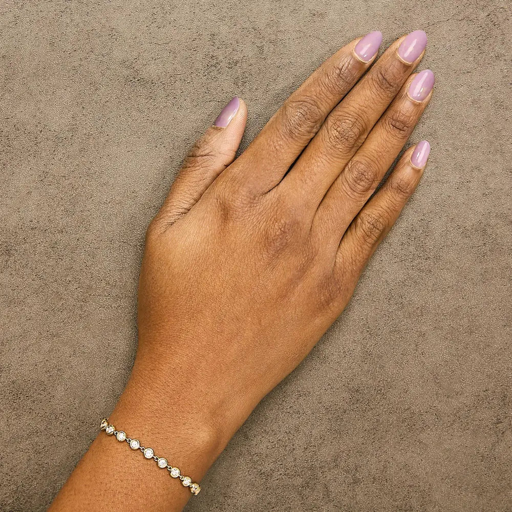 Lab-Grown Diamond Bezel Link Bracelet in 10K Yellow Gold – 1.5 Cttw