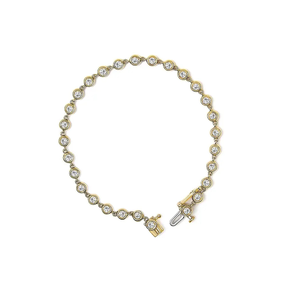 Lab-Grown Diamond Bezel Link Bracelet in 10K Yellow Gold – 1.5 Cttw