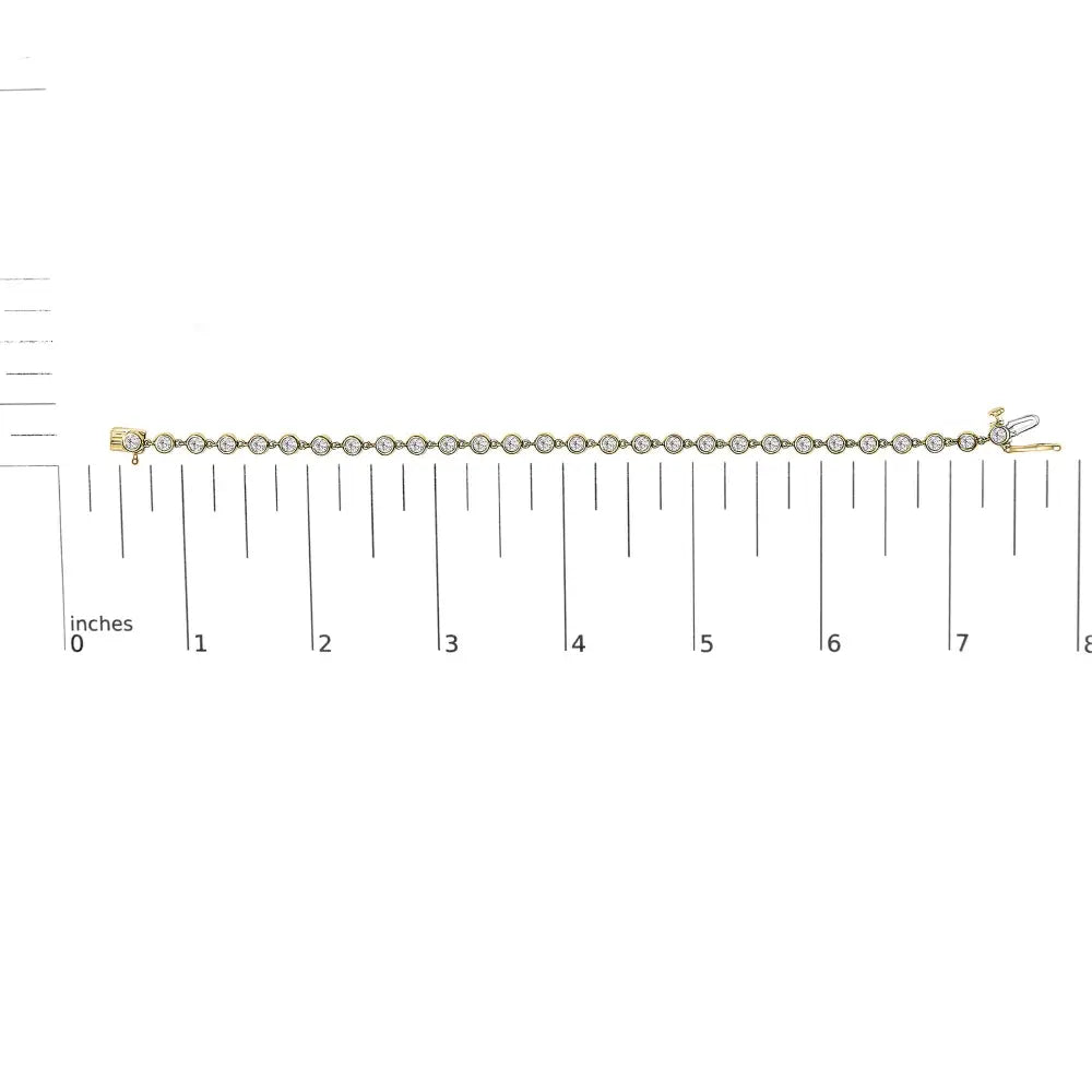 Lab-Grown Diamond Bezel Link Bracelet in 10K Yellow Gold – 1.5 Cttw