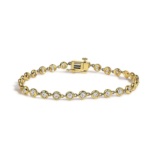 Lab-Grown Diamond Bezel Link Bracelet in 10K Yellow Gold – 1.5 Cttw