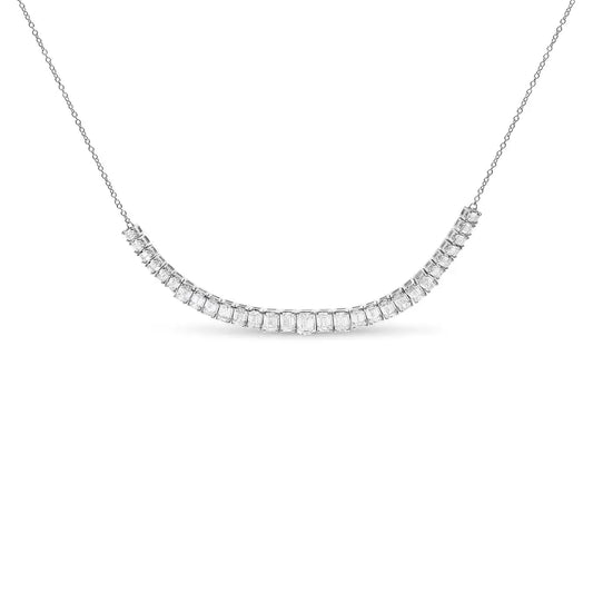 Lab-Grown Diamond Emerald Cut Station Necklace in 14K White Gold – 5.0 Cttw