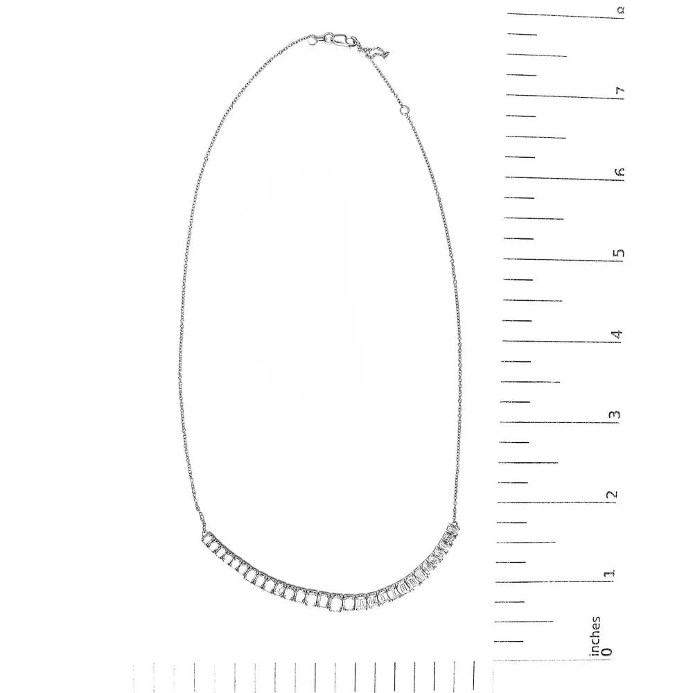 Lab-Grown Diamond Emerald Cut Station Necklace in 14K White Gold – 5.0 Cttw