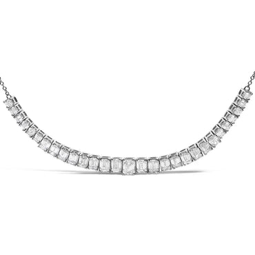 Lab-Grown Diamond Emerald Cut Station Necklace in 14K White Gold – 5.0 Cttw