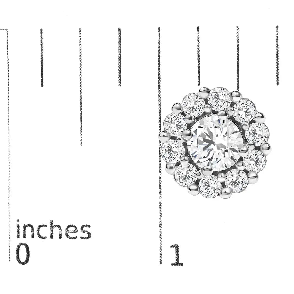 Lab-Grown Diamond Halo Stud Earrings in 10K White Gold – 1.5 Cttw