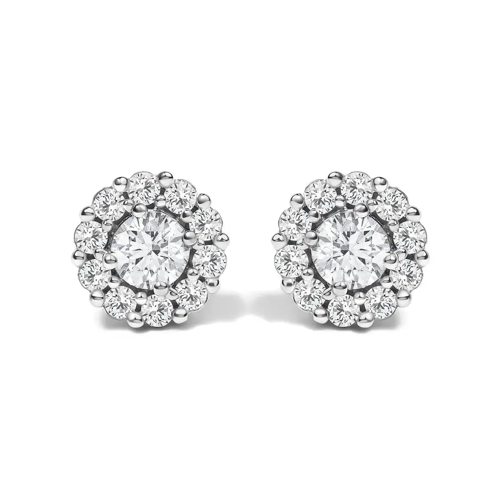 Lab-Grown Diamond Halo Stud Earrings in 10K White Gold – 1.5 Cttw