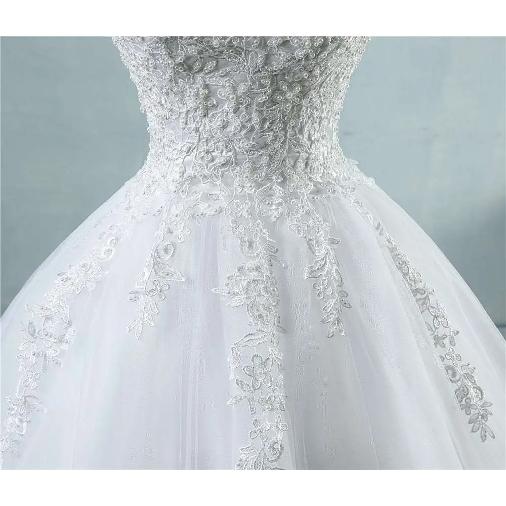 Lace V Neck High Waist Wedding Dress