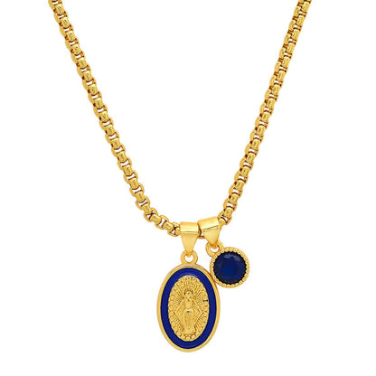 Ladies 18k Gold Plated Brass Our Lady of Guadalupe and Simulated Diamond Pendant Charms